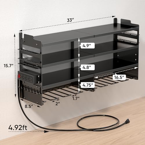 POKIPO Large Power Tool Organizer Wall Mount with Charging Station,4 Layer He...