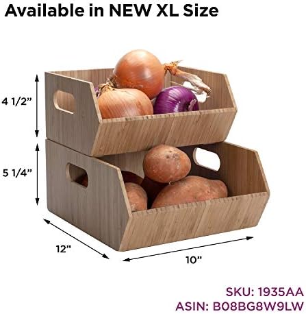 MobileVision Bamboo Storage Bins for Pantry & Kitchen Cabinet Organizer M...