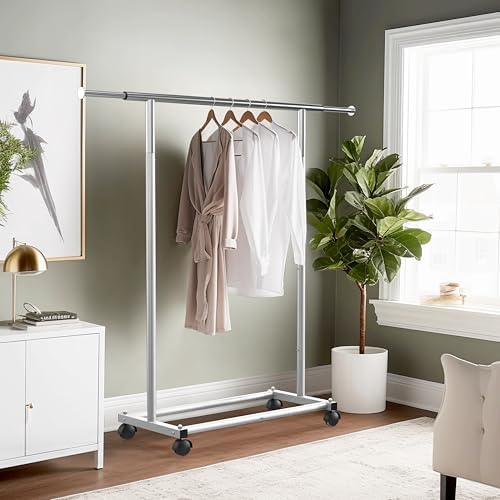 Simple Houseware Standard Rod Garment Clothing Rack, Silver