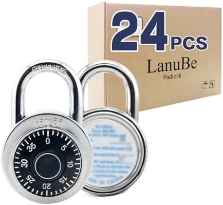 LanuBe Lock Standard Dial Combination Padlock 24 Pack Wide 2-in Black Dial