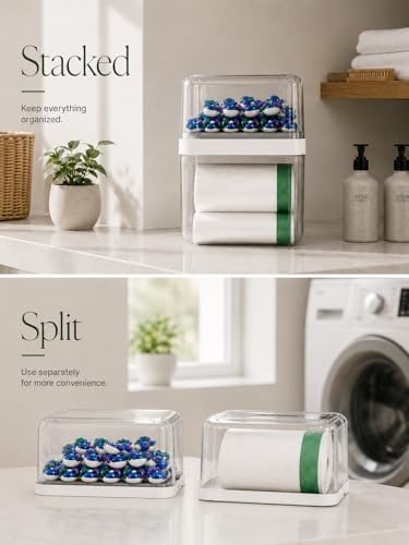 Trash Bag Dispenser Dishwasher Pods Organizer, Clear Acrylic Garbage Bag Hold...