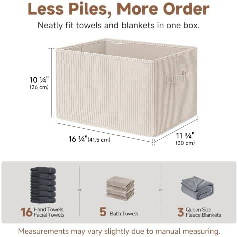 StorageWorks Shelf Organizer Bins, Khaki & Beige Stripes, Extra Large