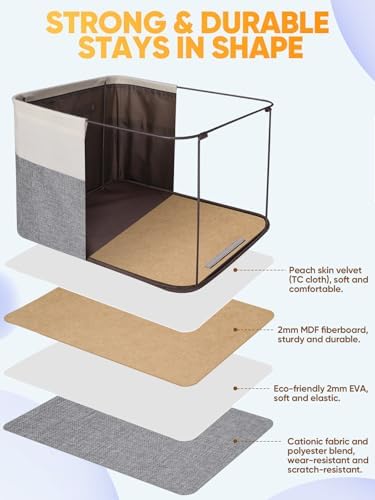 BALEINE 4 Pack Fabric Closet Storage Bins for Shelves, Linen Closet Organizer...