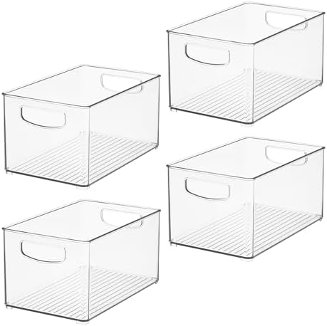 iDesign Stackable Clear Plastic Bin, 4-Pack