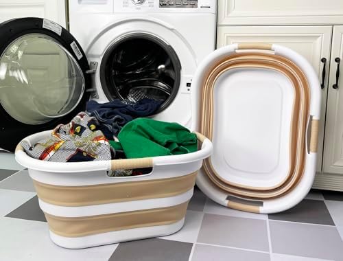 SAMMART 40L (10.5 gallon) Set of 2 Plastic Foldable Laundry Basket - Collapsi...