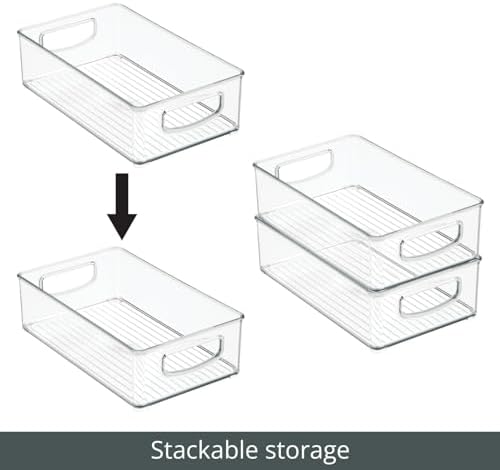 mDesign Plastic Storage Organizer Shallow Container Bin with Handles for Bath...