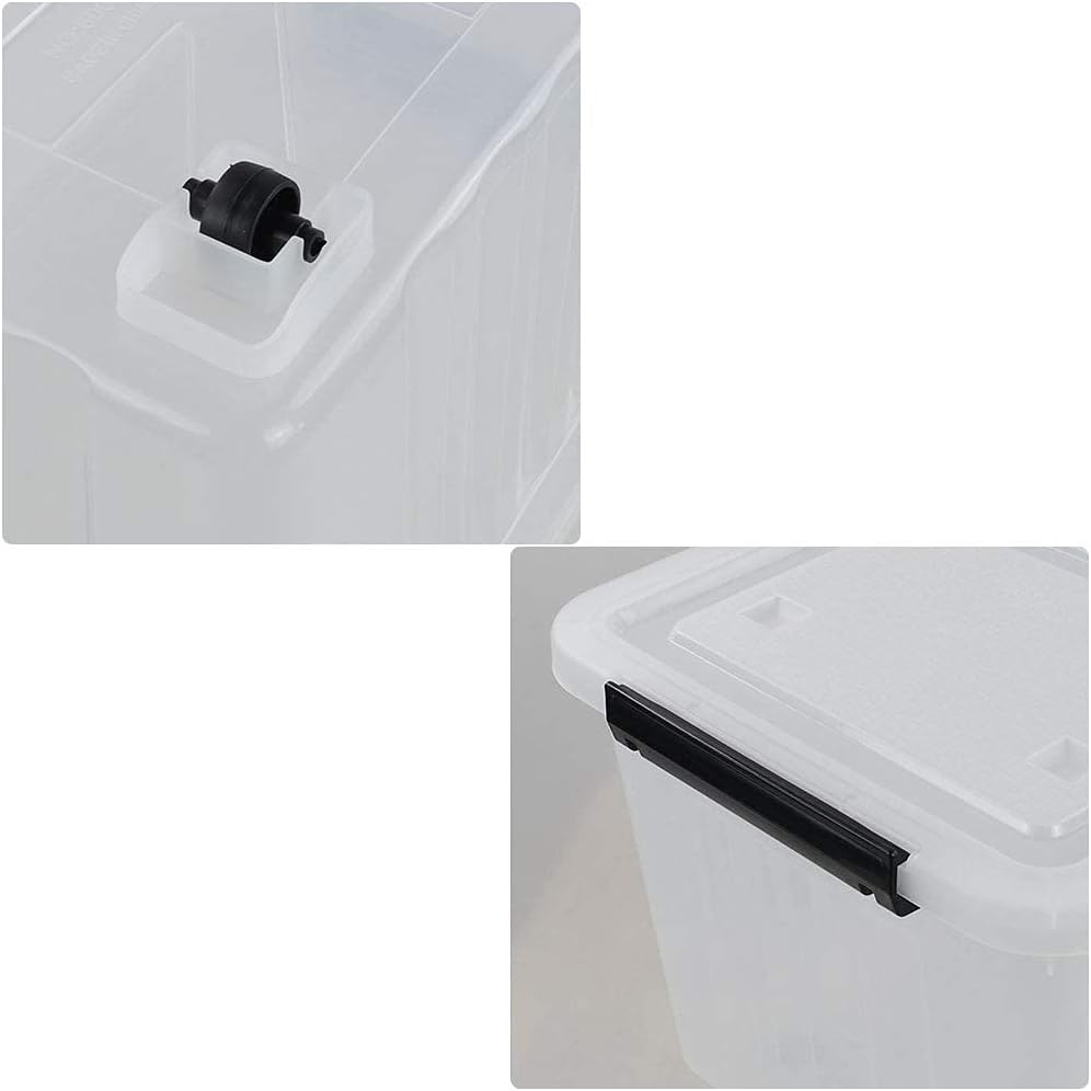 35 Quart Plastic Wheeled Storage Bin, 4 Pack Latching Storage Box