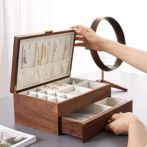 High-end Solid Wood Jewelry Storage Box Ladies Retro Wooden Necklace Jewelry ...
