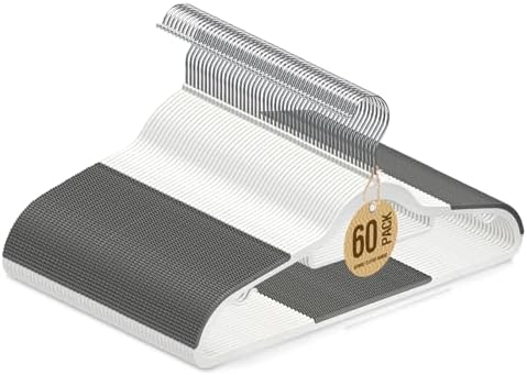 Jiang&Rong 60 Pack Plastic Clothes Hangers, Space-Saving, Non-Slip