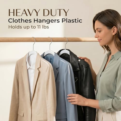 SMARTOR Plastic Hangers 50 Pack - Thin Clothes Hangers Heavy Duty