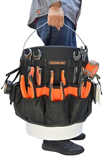 WELKINLAND 5 Gallon Bucket Tool Organizer, 47-Pocket 15L Bucket Tool Bag