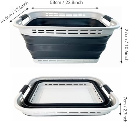 SAMMART 42L (11 Galloons) Collapsible Plastic Laundry Basket - Foldable Pop U...