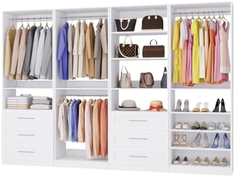 Closet System with 4 Sets, 8–21 FT Closet System with 6 Drawers, 9 Shelves &a...