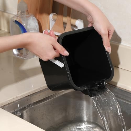 Vesici 6 Set 3 Quart Cleaning Bucket with Cloths Small Sanitizing, Black