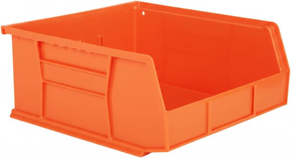 11" x 11" x 5" (3 Pack) Plastic Stackable Storage Bin, Orange