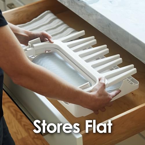 PopYum White Space Saving Drying Rack with Silicone Mat