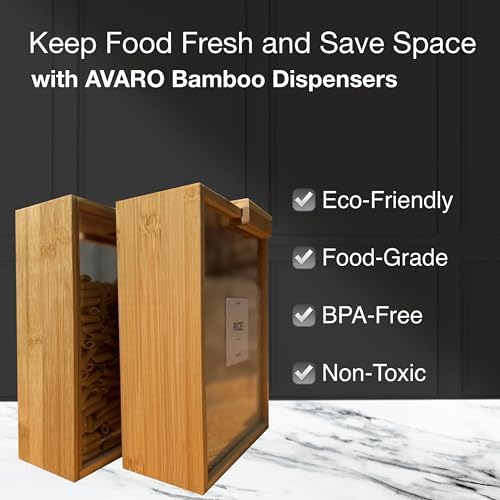 AVARO Cereal Containers Storage, BPA-Free Bamboo Cereal Dispenser 2.2L, 2Pc
