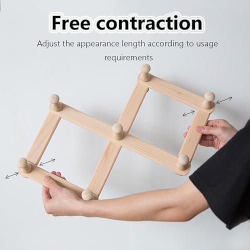High Accordion Wall Hanger, Wooden Wall Expandable Coat Rack, Foldable Wooden...