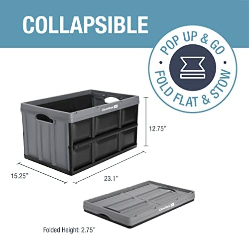 CleverMade Collapsible Storage Bins, 62L 3 Pack, 100 lb Stackable, Stone