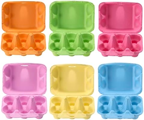 Colored Egg Cartons 60 Pack, Half Dozen Egg Cartons Colorful with Labels