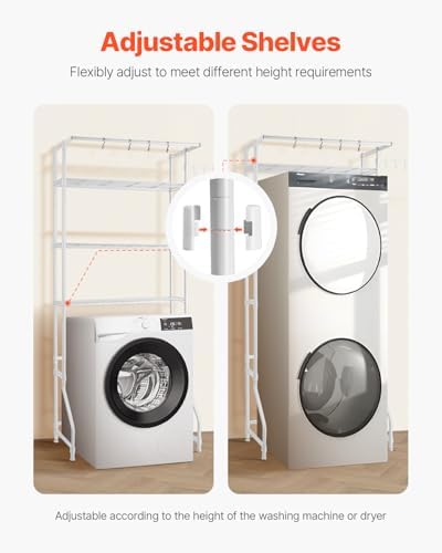 VEVOR Over the Washer and Dryer Storage Shelf, 3 Tier Laundry Room Drying Rac...