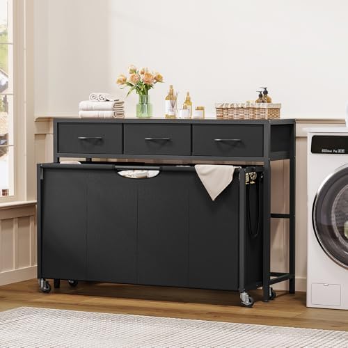 Laundry Sorter, Rolling Laundry Hamper with 4 Section Pull-Out Bags, 300L Lar...