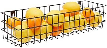 Farmlyn Creek Wall Storage Basket Organizer - Black Metal 3-Piece Set (Small,...