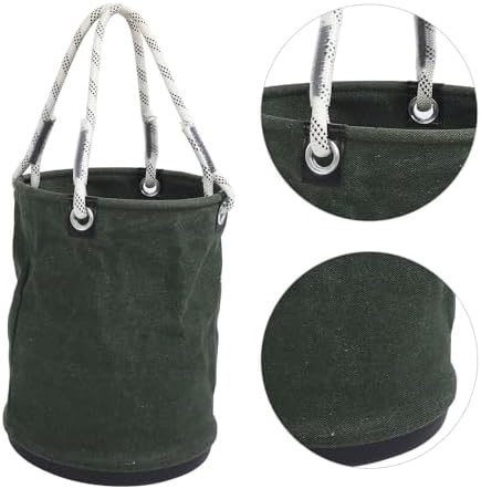 Canvas Bucket, 40x30cm 30KG Load Bearing Canvas Tool Organizer Plastic Bottom...