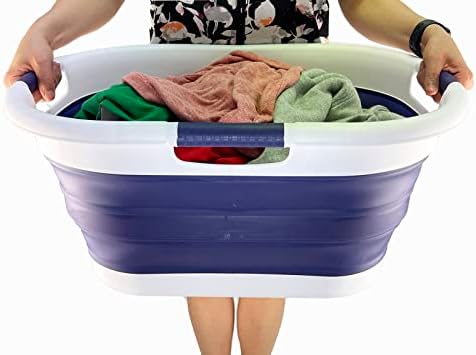 SAMMART 40L (10.5 gallon) Collapsible Plastic Laundry Basket - Foldable Pop U...