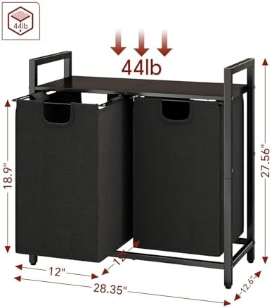Kitstorack Laundry Basket Organizer, Laundry Hamper with Shelf & 2 Pull-O...