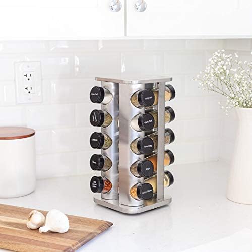 Orii 20 Jar Rotating Spice Rack with Spices Included & 5-Year Free Spice ...