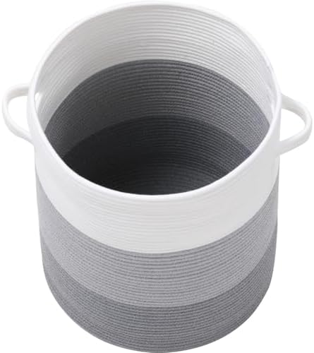 16x18 Inch Extra Large Round Cotton Rope Storage Basket with Lid, Decorative ...