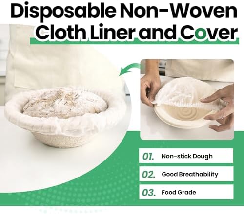 6-Pack 7.5" Round Banneton Bread Proofing Basket with Liners