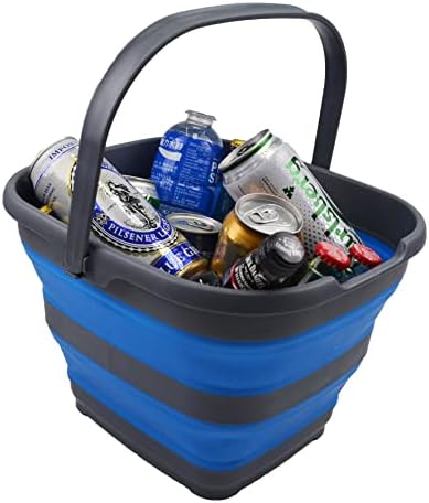 SAMMART 10L (2.6 Gallon) Collapsible Rectangular Handy Bucket (Grey/Blue (Set...
