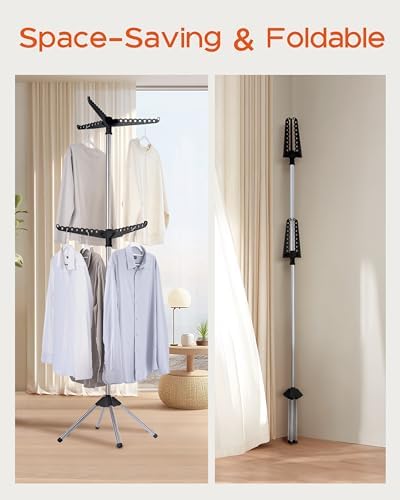 CASAMAYA Clothes Drying Rack Foldable, 74.8 inch 2 Tier Laundry Drying Rack w...