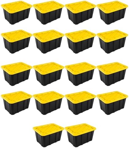 Sterilite Industrial Storage Tote with Lids for Garage, 27 Gallon, 18-Pack