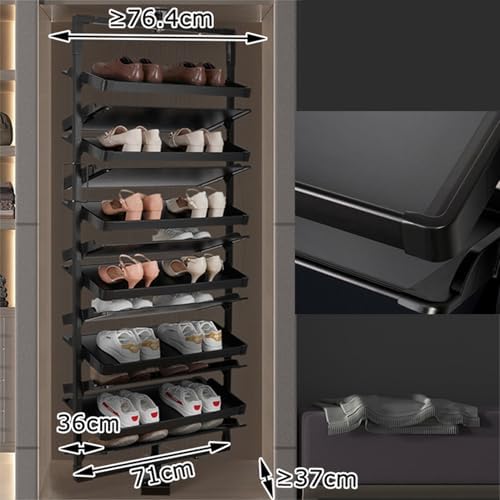 Shoe Rack 360ยฐRotating Pull-Out Organizer for Closet Shoe Cabinet,Adjustable ...