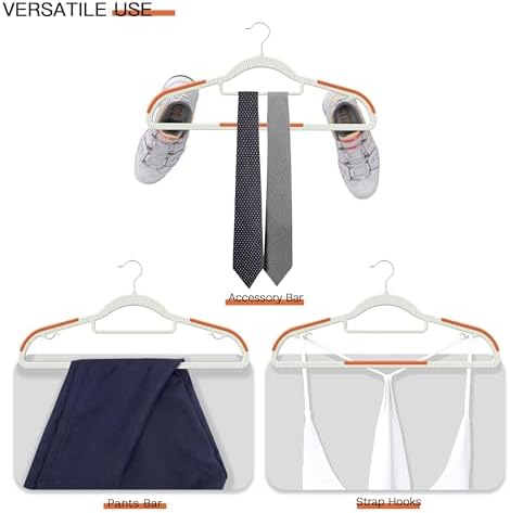 60 Pack Heavy Duty Plastic Hangers, Non Slip Clothes Hangers with Rubber Pads...