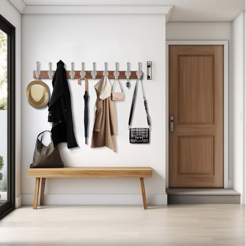 10 Pack Coat Hooks Wall Mount Heavy Duty Utility Retro Double Hooks for Hangi...