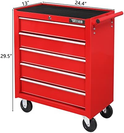 TUFFIOM 5-Drawer Rolling Tool Chest w/Drawers & Lock, Tool Storage Cabine...
