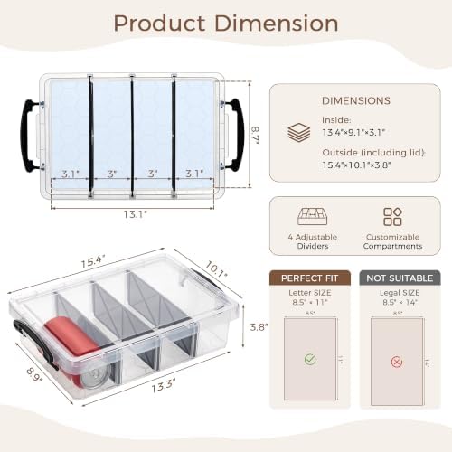 Citylife 2PC Storage Bins with Lids,Storage Box with Dividers