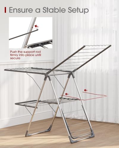 Sakugi Clothes Drying Rack, Foldable 2-Level with 55.5" Adjustable Wings