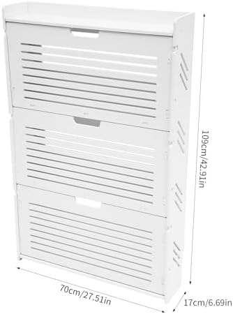 3 Tier Shoe Cabinet with Flip Drawers,Narrow Slim Shoe Storage Cabinet,Floor ...
