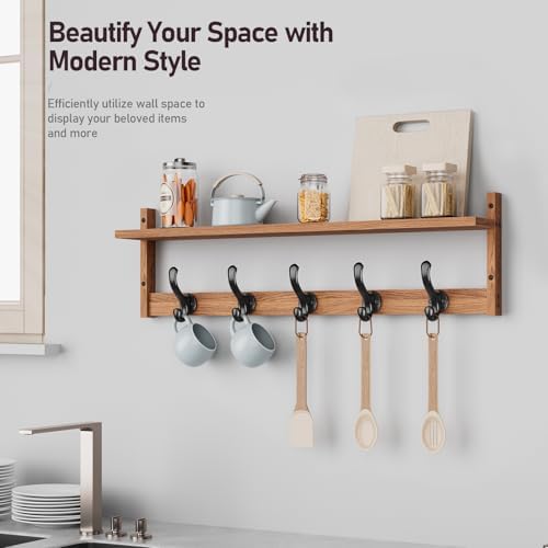 Tatub 29'' Coat Rack Wall Mount with Shelf, Wood Wall Hooks with Stor...