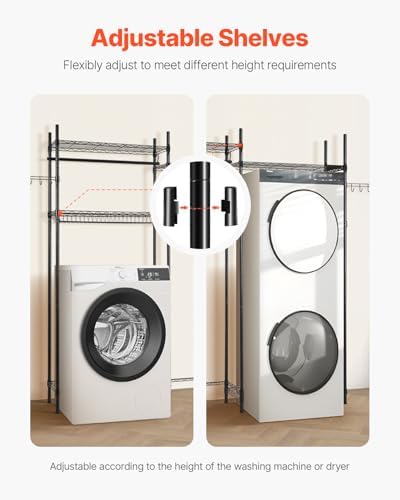 VEVOR Over the Washer and Dryer Storage Shelf, 4 Tier Laundry Room Drying Rac...