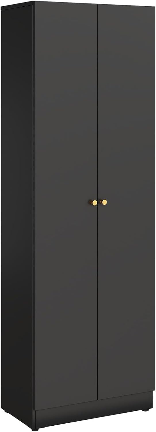 IRONMIX Metal Bookshelf with Doors, Tall Bookcase with Adjustable Shelves