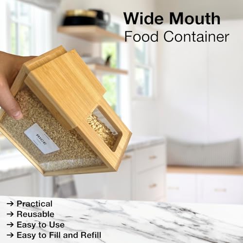 AVARO Cereal Containers Storage, BPA-Free Bamboo Cereal Dispenser 2.2L, 2Pc