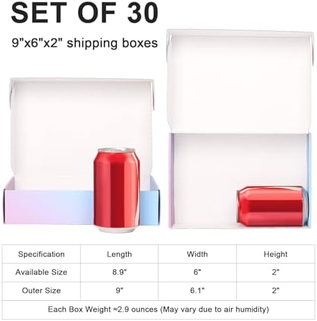 30 Pack 9"x6"x2" Corrugated Packaging Mailer Boxes, Purple Shi...