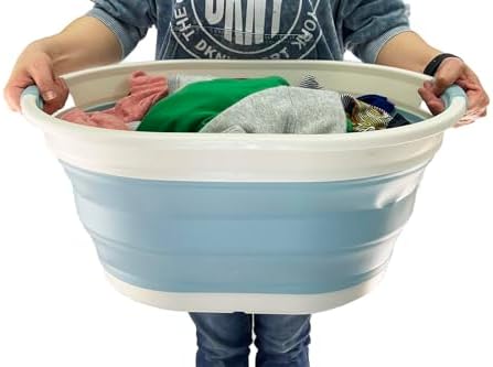 SAMMART 28L (7.4Gallons) Collapsible Plastic Laundry Basket - Oval Tub/Basket...