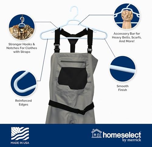 Homeselect 32 Pack Swivel Plastic Hangers with Shoulder Grooves, White Plasti...